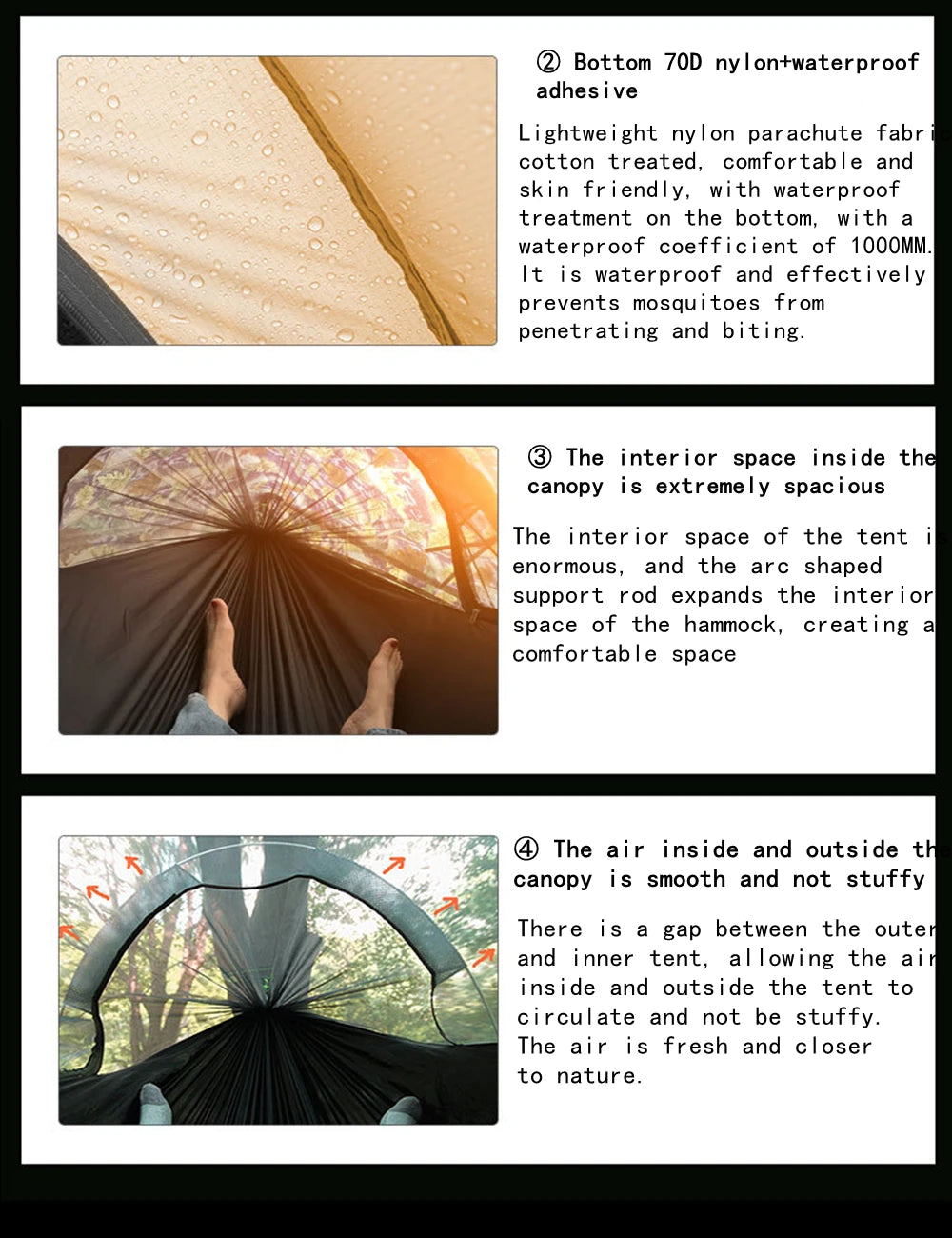 Portable Camping Mosquito Net Hammock Outdoor Garden Travel Sleeping Hanging Hammocks Swing With Waterproof Tent Awnings