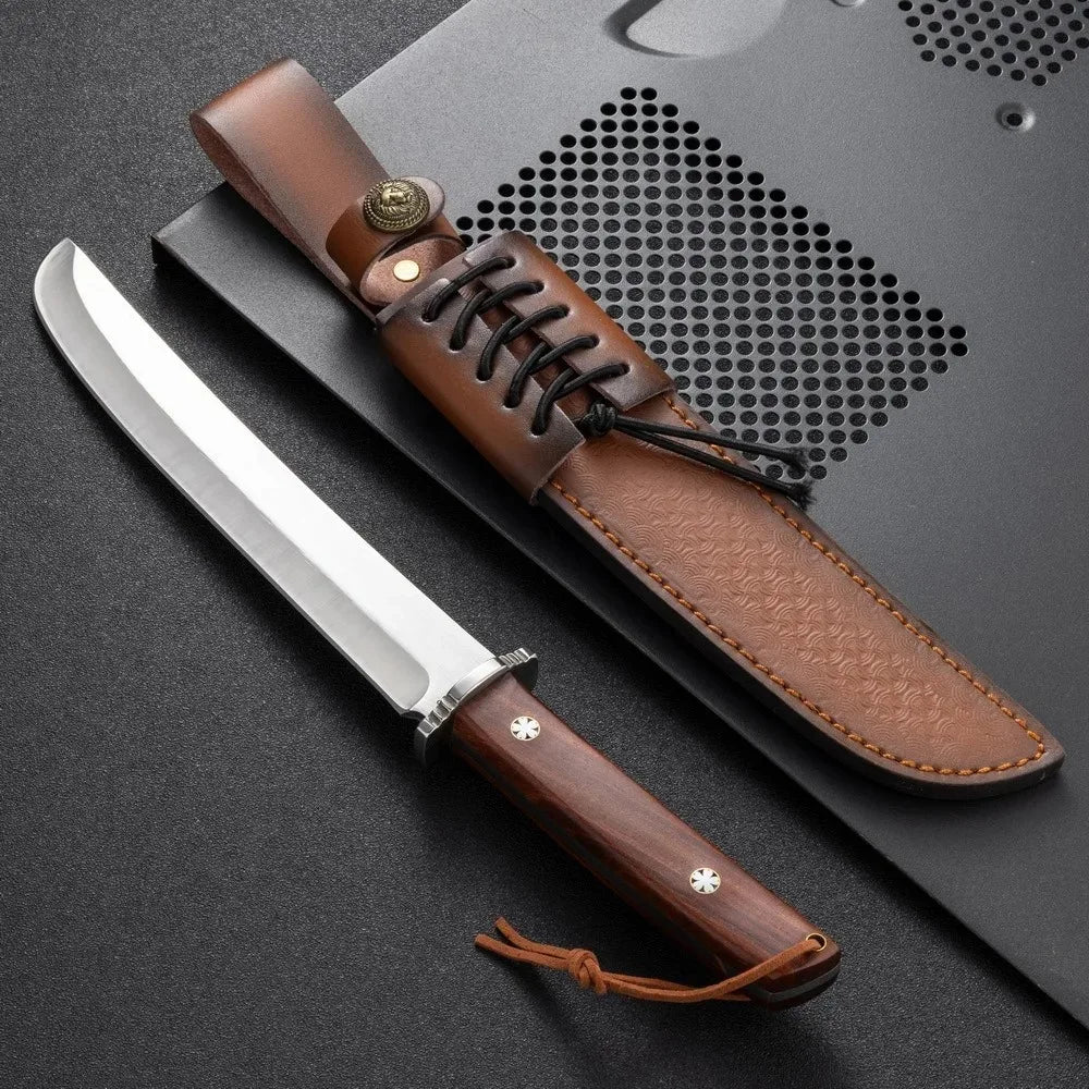 Outdoor camping knife, wood-chopping camping knife, adventure hiking knife, survival knife, high-hardness cleaver, hunting knife