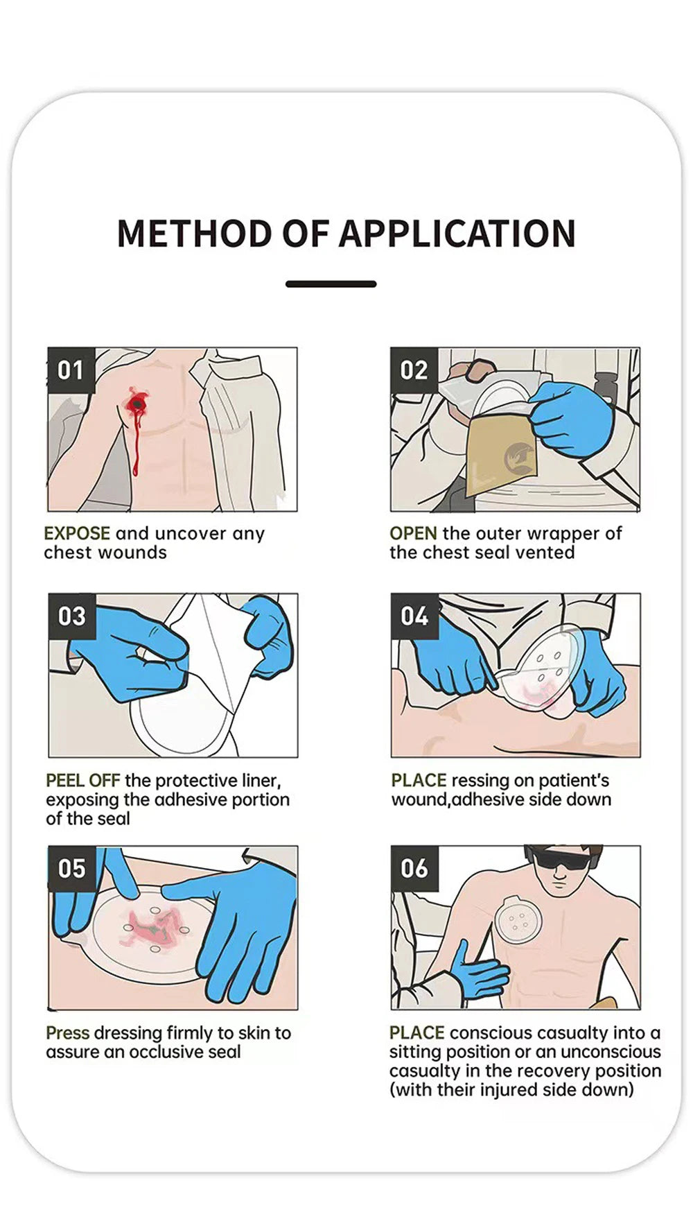 Vent Chest Seal Life-Saving Wound Care for Emergency or Tactical Situations Advanced Adhesive Sterile Transparent Lightweight