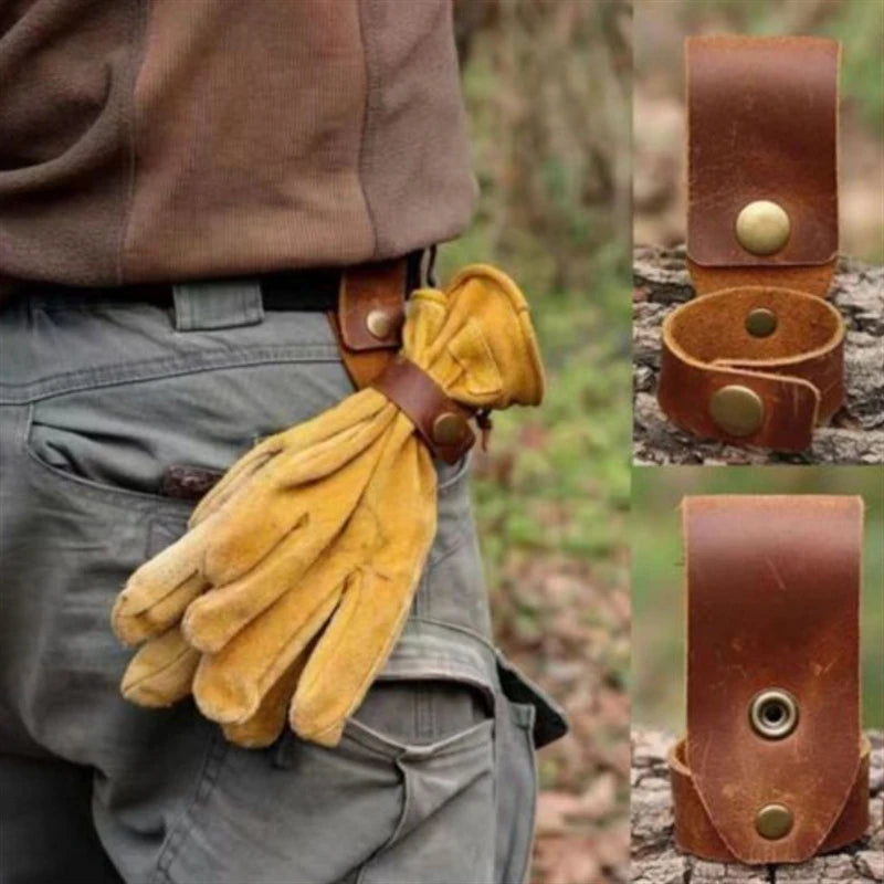 1pc Brown tactical gloves, leather keychain buckle, tactical equipment camping tool set buckle