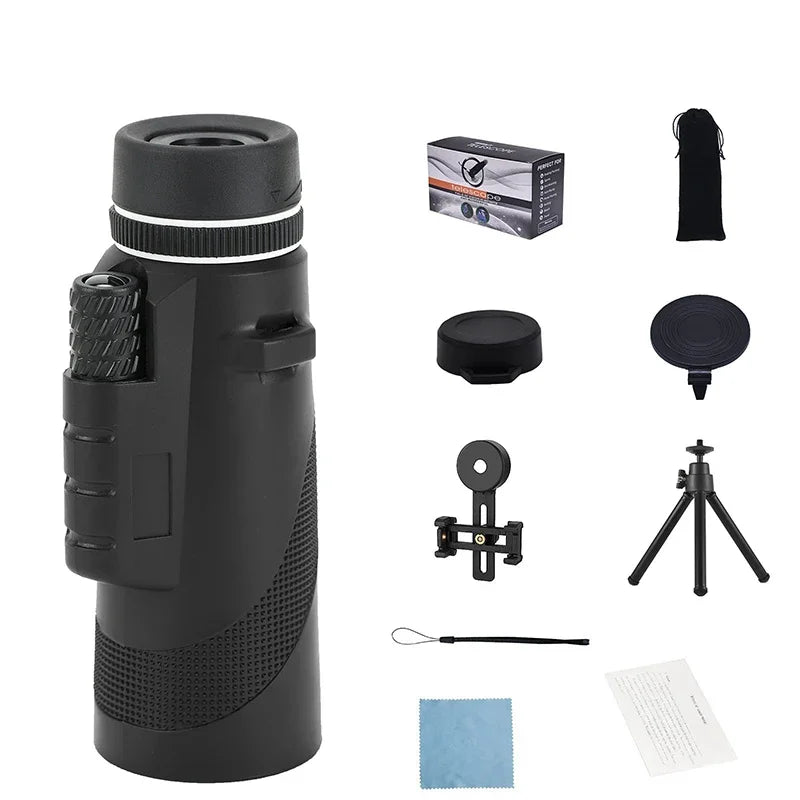 80x100 HD ZOOM Powerful Monocular Telescope Portable Binoculars Long Range Telescope Hunting Camping with Tripod Phone Clip