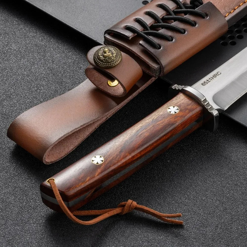 Outdoor camping knife, wood-chopping camping knife, adventure hiking knife, survival knife, high-hardness cleaver, hunting knife