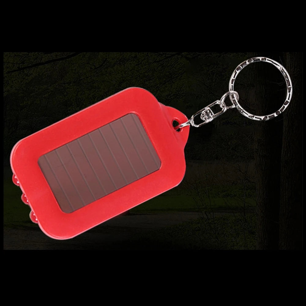 Black Mini Portable Solar Power 3 LED Light Keychain Keyring Torch Flashlight  Tools Survival  Outdoor Emergency