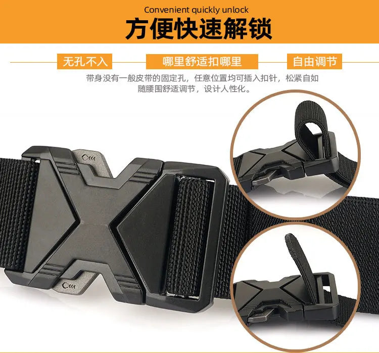 New Quick Release Metal Pluggable Buckle Tactical Belt Breathable Elastic Belts For Men Stretch Pants Waistband Hunting