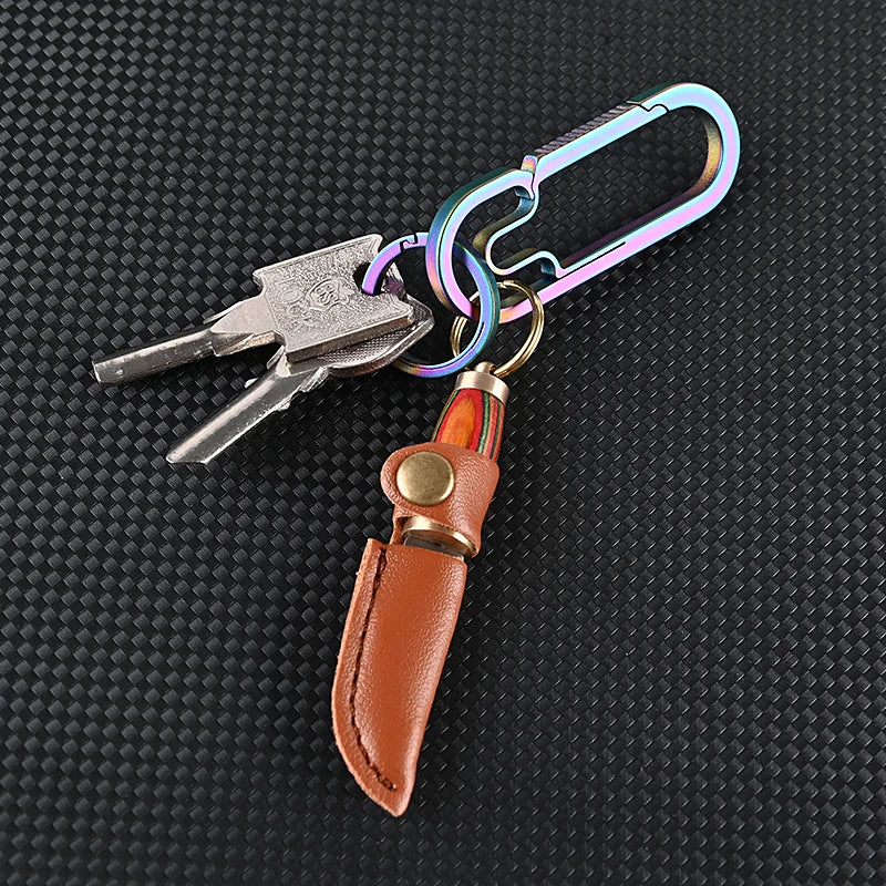 Portable Pocket Mini Stainless Steel Knife With Leather Cover Camping Keychain Package Opener Outdoor Hiking Survival Tools