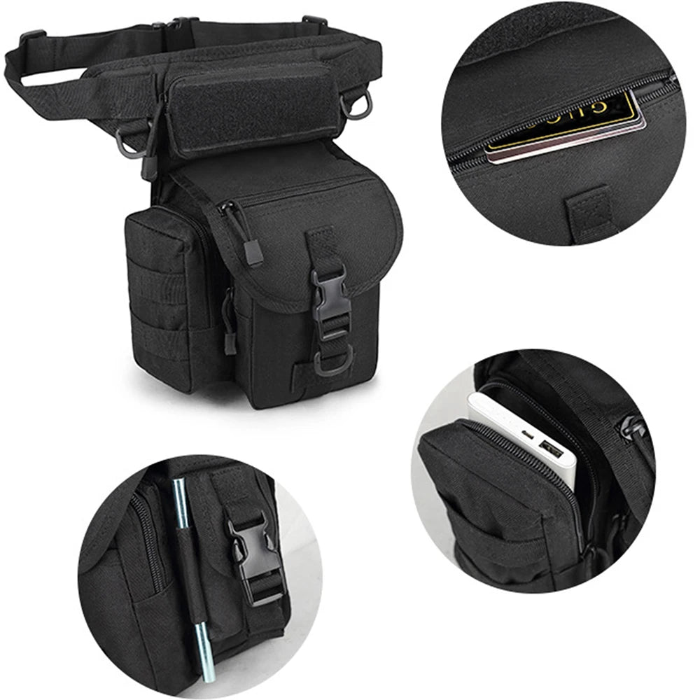 Men Waist Fanny Pack Leg Bag Military Tactical Motorcycle Rider Camera Sports Travel Nylon Male Bum Hip  Belt Thigh Fanny Bags