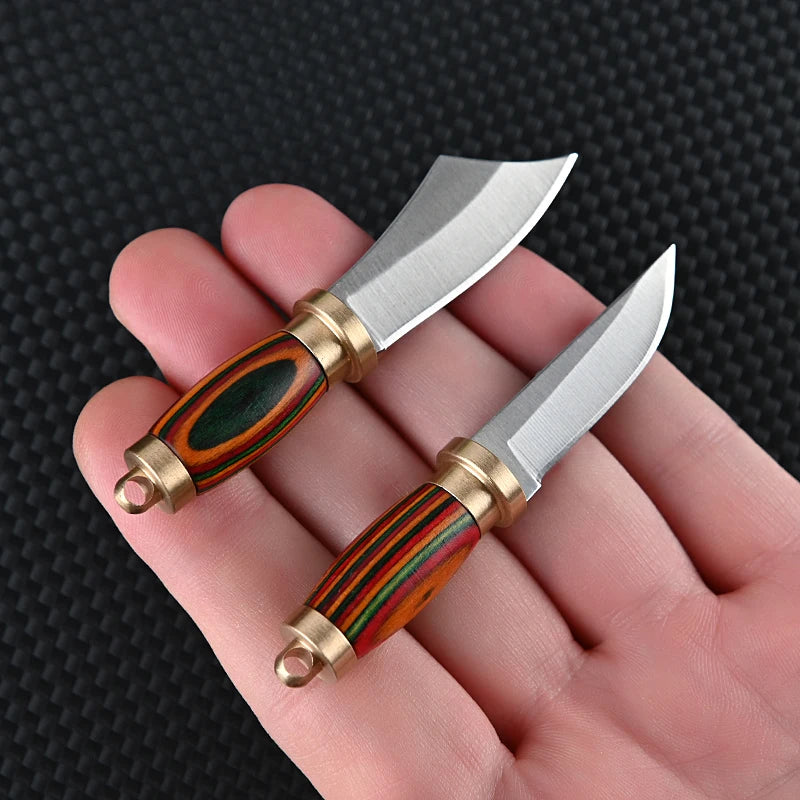 Portable Pocket Mini Stainless Steel Knife With Leather Cover Camping Keychain Package Opener Outdoor Hiking Survival Tools