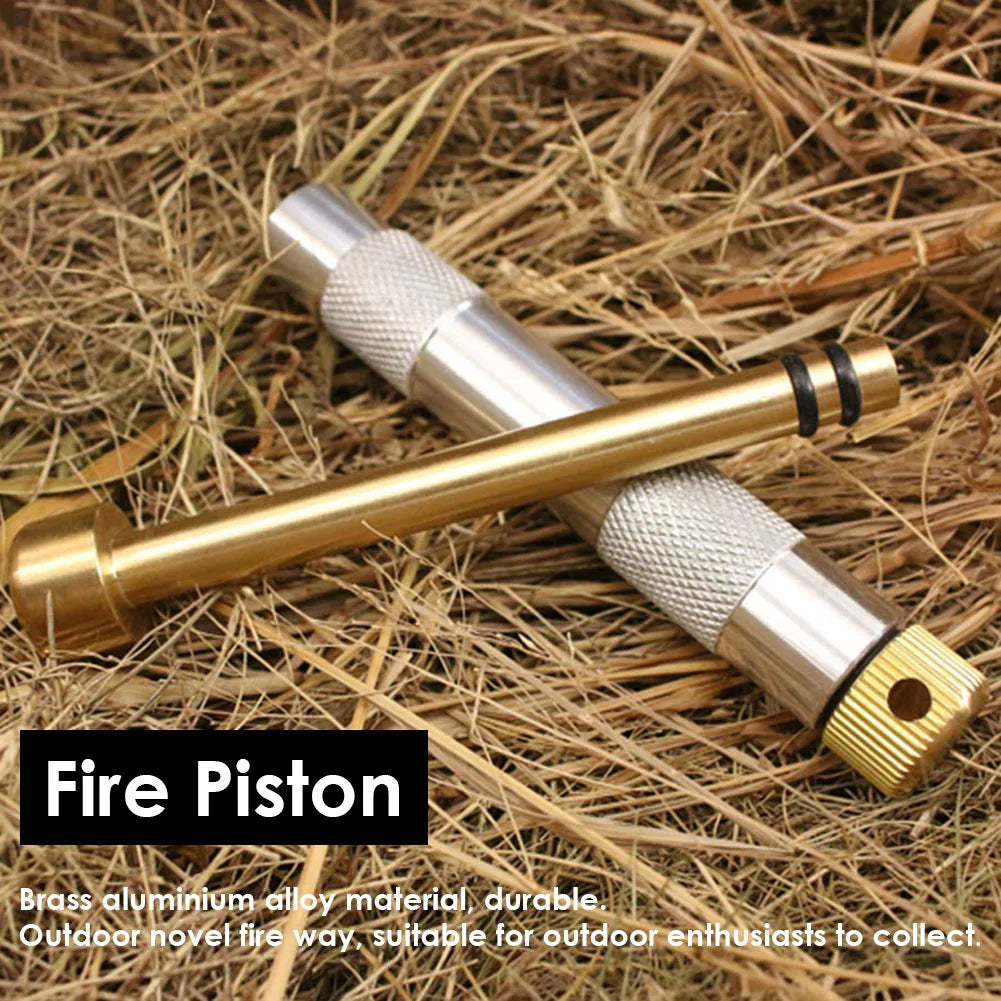 Brass Fire Piston Kit Outdoor Emergency Tools Flame Maker Fire Starter Tube