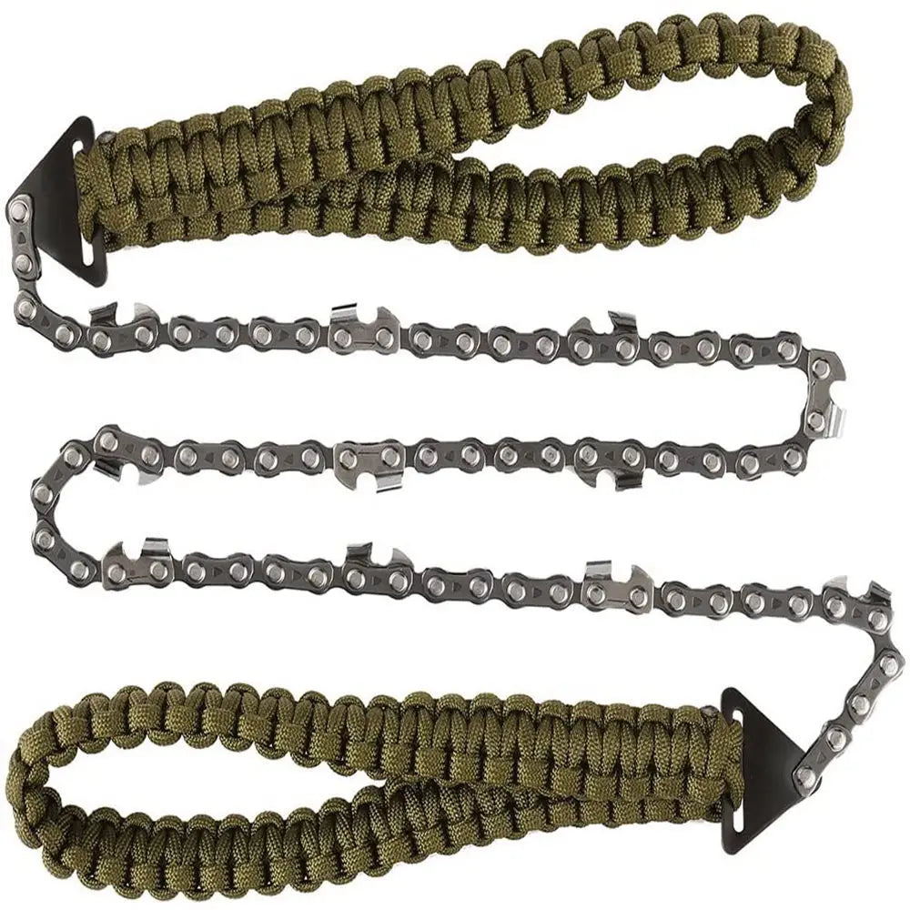 11 Tooth Handheld Chains Saw Portable Survival Hand Zipper Saw Wire Saw Outdoor Hiking Wood Cutting Tool with Bag Camping Gear