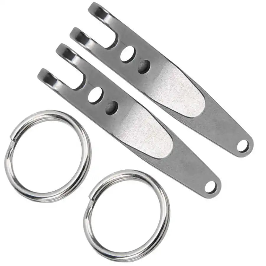 2Pcs Mini Outdoor Belt Clip Stainless Steel Suspension Pocket Clip Key Holder with Keychain Outdoor Tools