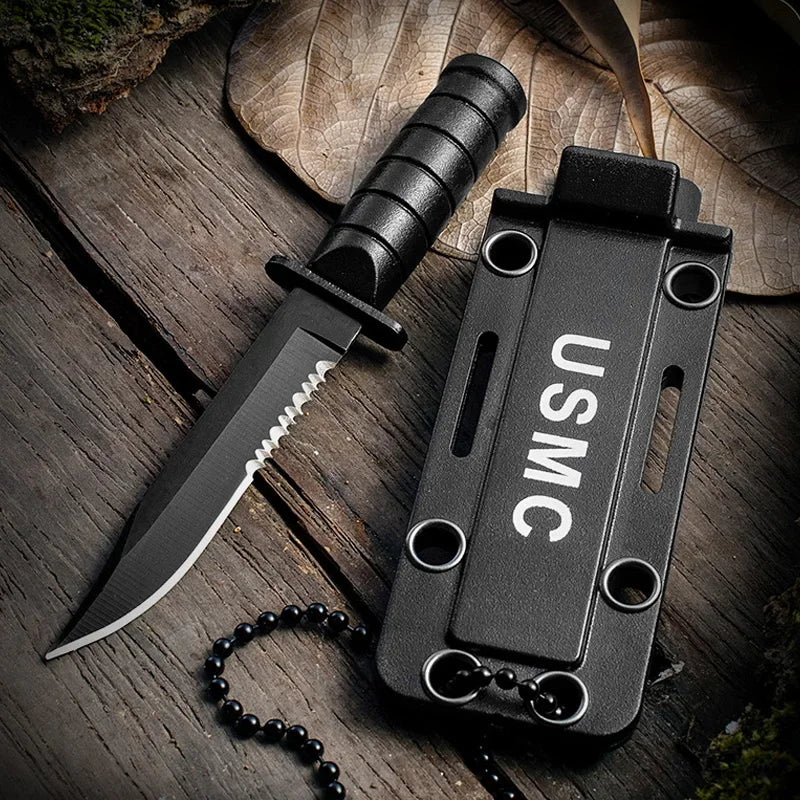 2024 Mini Stainless Steel Small Straight Knife Outdoor Camping Key Survival Necklace Small Knife EDC