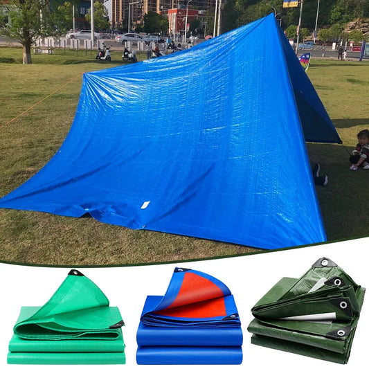 PE Rainproof Canvas Camping Tarp Thicken Sunshade Cloth Portable Camping Tent Waterproof Awning Dust Cover Outdoor Sunshade Sail