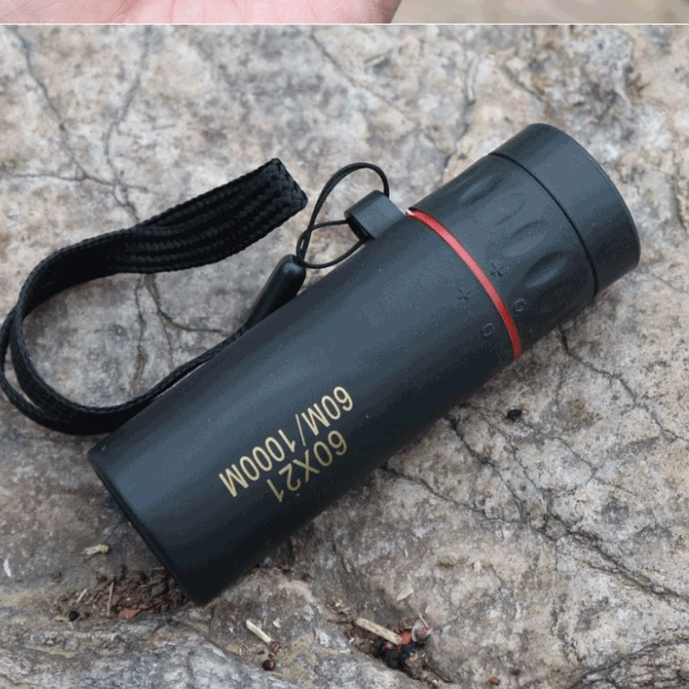 60x21 BAK4 Zoom Monocular Binoculars with Wrist Strap Mini Portable Telescope Optics Scope for Outdoor Camping Hunting Telescope