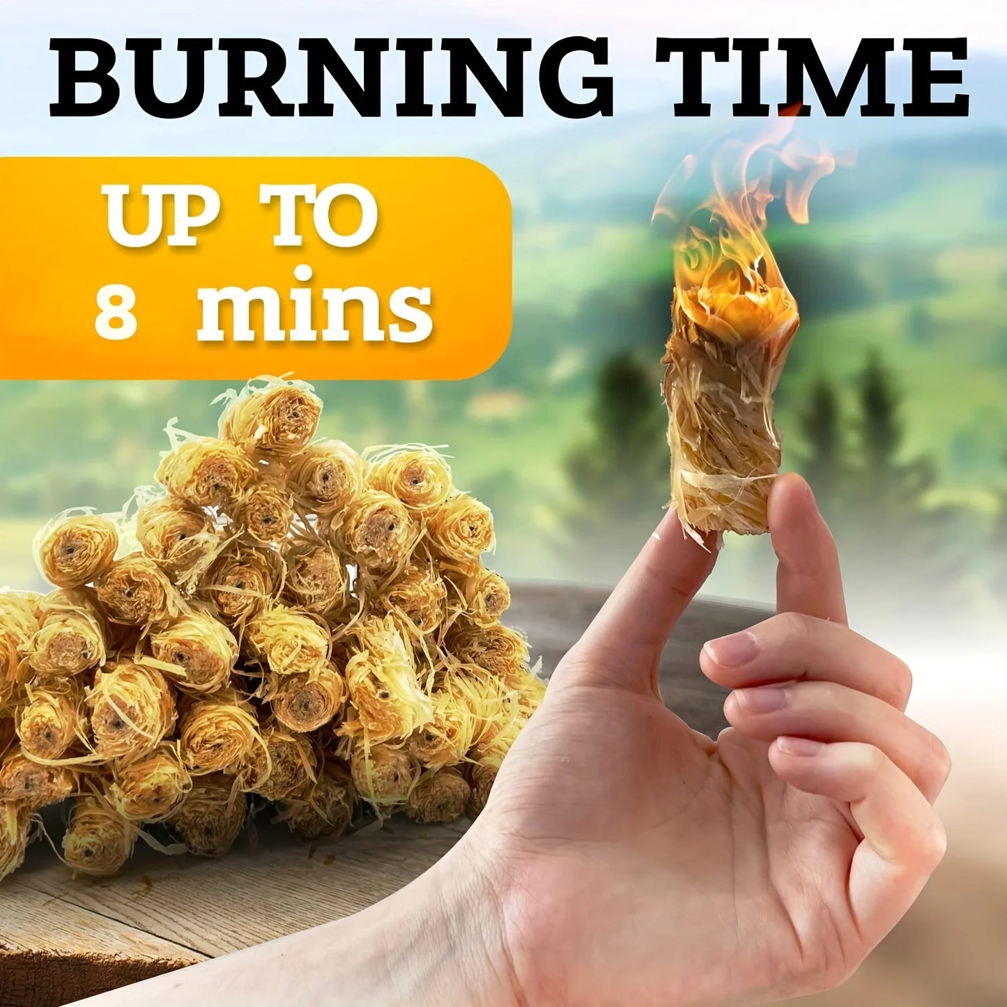 8 pcs Fire Starter - Natural Pine Fire Starters for Fireplace, Campfires, Grill, Wood & Pellet Stove, Chimney, Fire Pit, BBQ