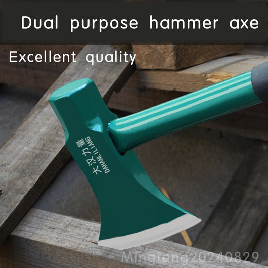 Octagonal Hammer, Large Axe for Logging, Kitchen Splitting, Wood Cutting, Outdoor Steel Pipe Handle, High Quality Hammer Axe