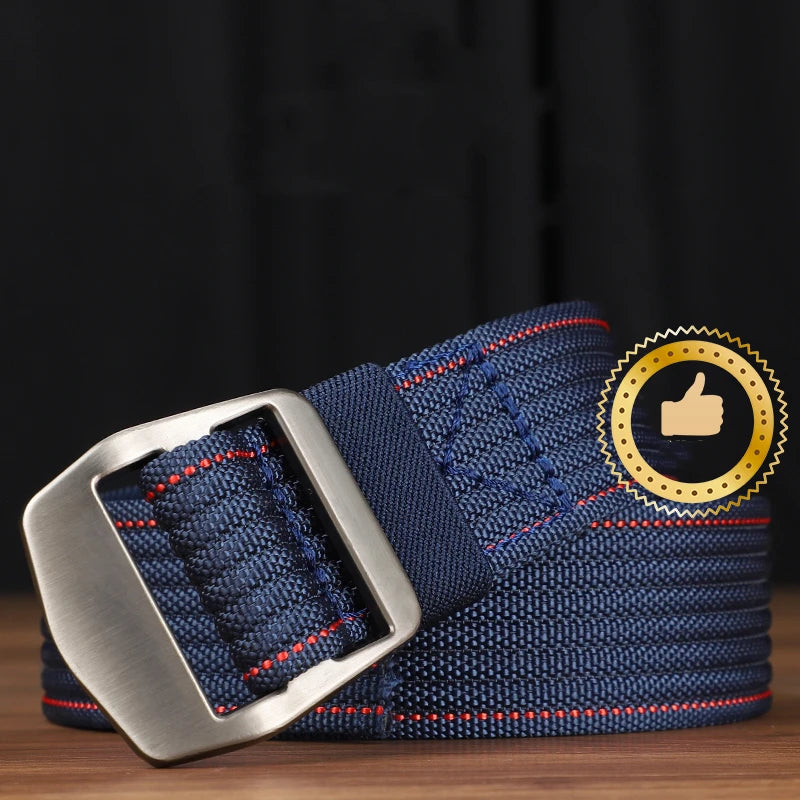 buckle canvas belt for men's business, nylon non perforated and non perforated belt for students, extended outdoor woven jeans b