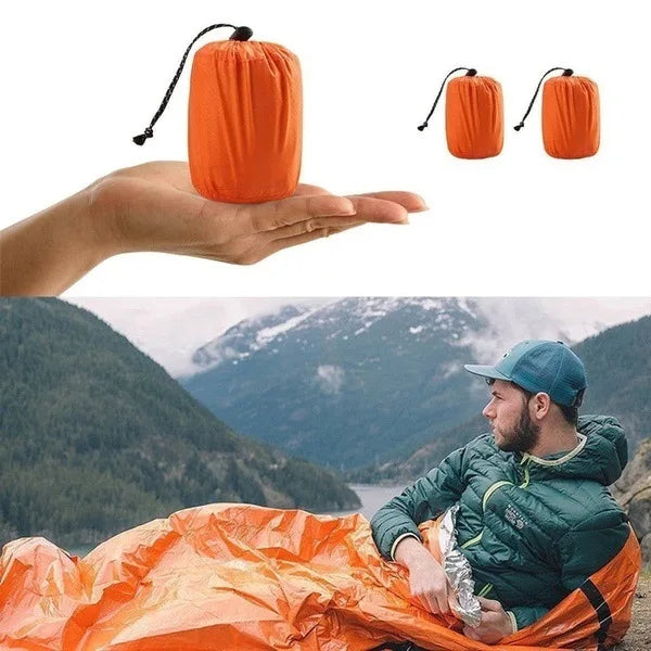 1pcs Portable Waterproof Emergency Survival Sleeping Bag Outdoor Camping Gear Thermal Sack First Aid Rescue Kit Mylar Blanket