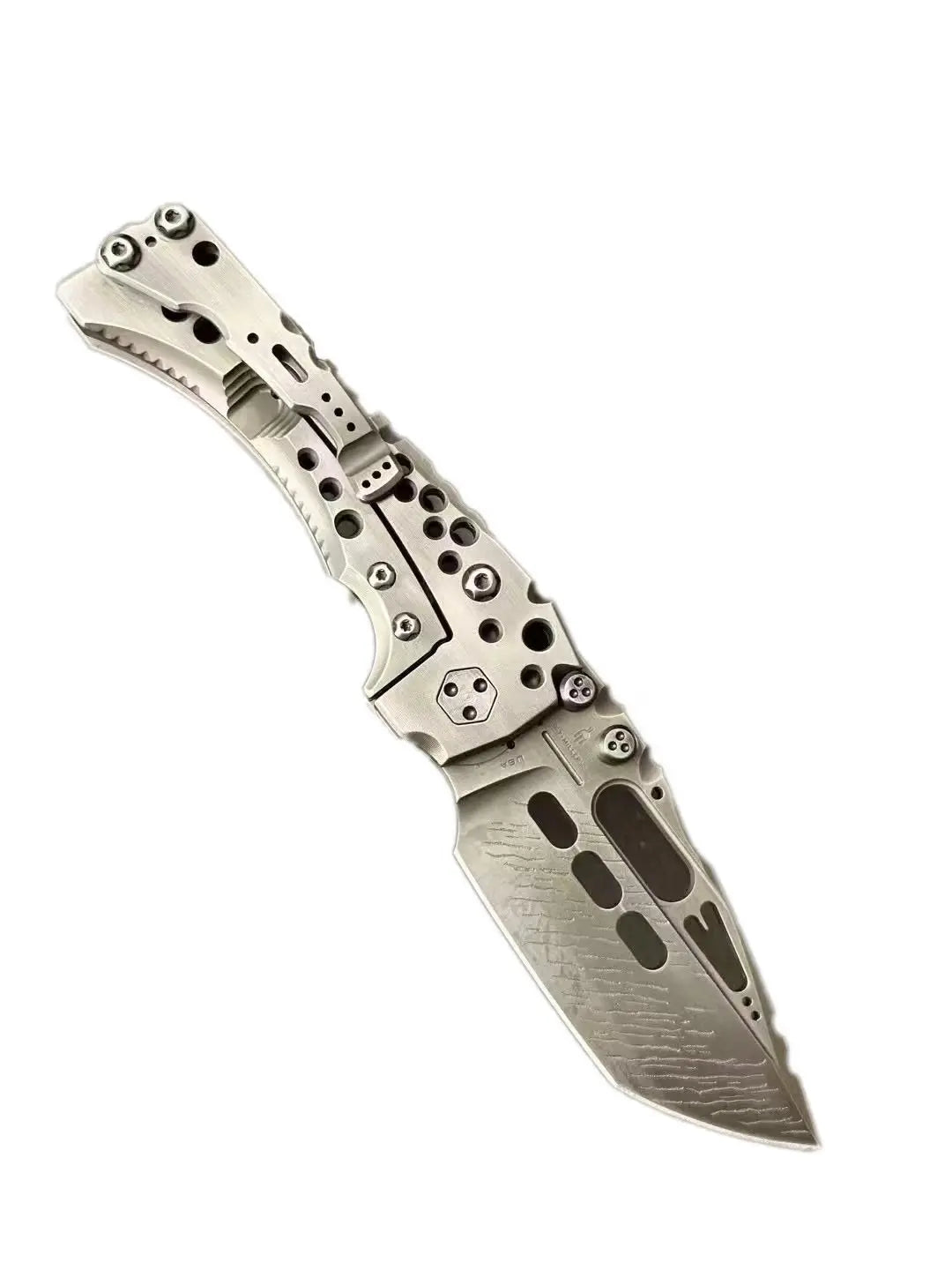 T1- Heavy duty folding knife Titanium alloy handle CNC exquisite carving overbearing tactical knife wilderness camping mountaine