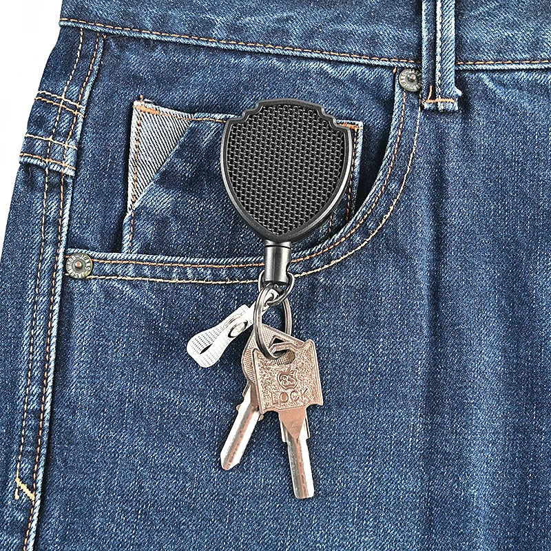 Heavy Duty Retractable Key Chains Pull Reel Carabiner Strong Steel Wire Rope Buckle Spring Key Ring Outdoor Sporty Keychain Tool