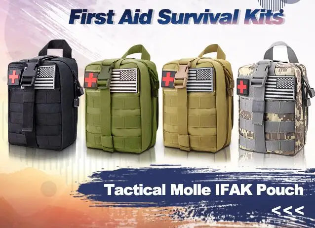 Survival First Aid Kit 142Pcs IFAK Molle System Compatible Outdoor Gear Emergency Kits Trauma Bag for Camping Hunting Adventures