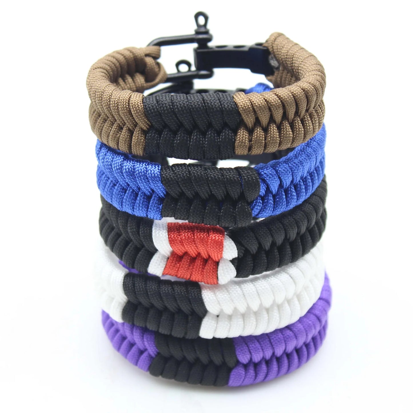 Umbrella Rope Black Stainless Three-Holes 550 Outdoor Camping  Adjustable Survival Bracelet DIY Weaving for Both Men and Women