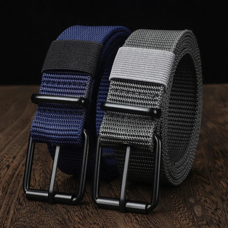 Perforated canvas belt, men's needle buckle belt, student youth Korean version, versatile jeans belt, military training, extende