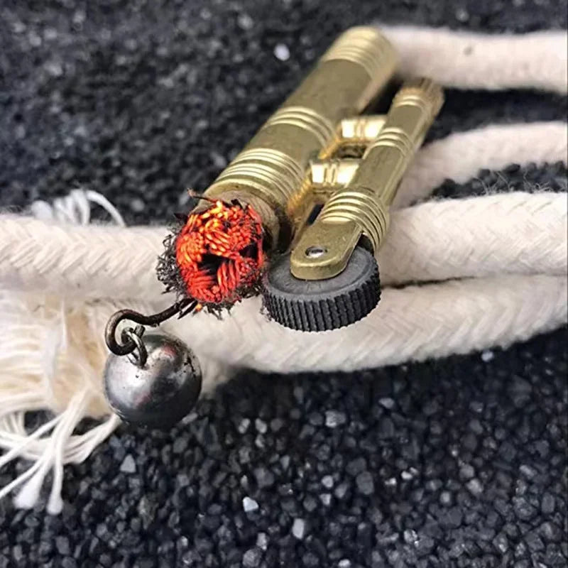 Metal Windproof Kerosene Lighter Portable Firewood Rope Outdoor Camping Survival Retro Lighter Personalized Creative Men's Gift