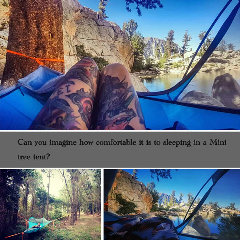 Single Person Hiking Traveling Tree Tent Outdoor Camping Tree Hammock Bed Ultralight Multi-functional Three Trees Hanging Bed