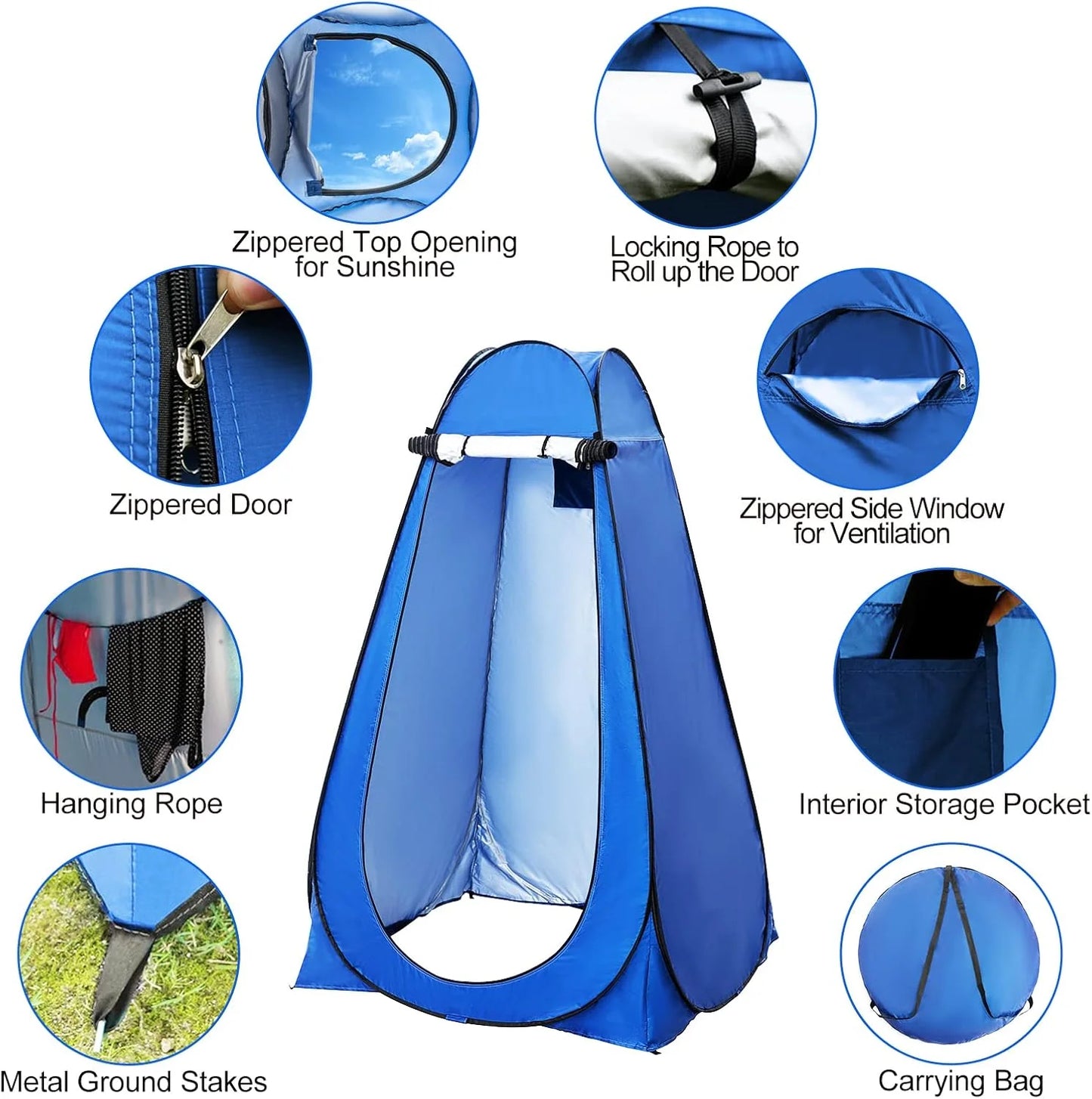 Portable Camping Privacy Toilet Tent Pop Up ,Outdoor Bathroom Tent for Camping Easy Setup,Instant Rain Shelter with Carrying Bag