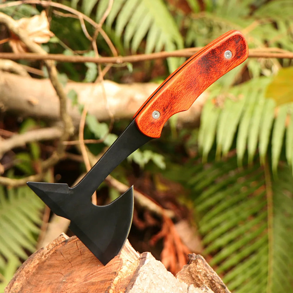 Multifunctional Axe Hatchet Wooden Handle Chopping Axe Cut Firewood Hand Axe Outdoor Camping Survival Multitool