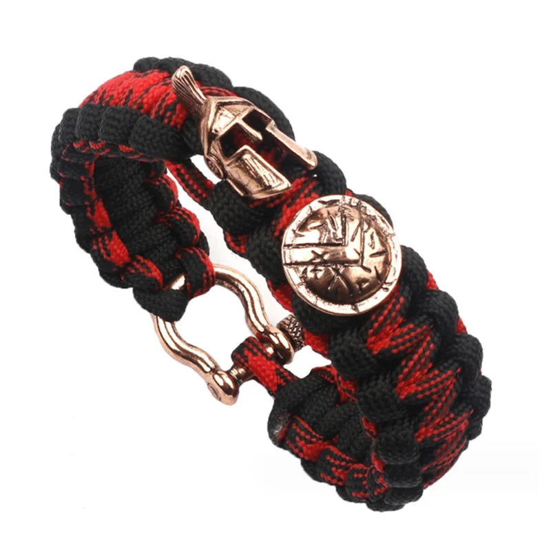 Outdoor Spartan Warrior Helmet Lanyard Bracelets Men Antique Vikings Accessories Survival Paracord Bangles homme Handmade