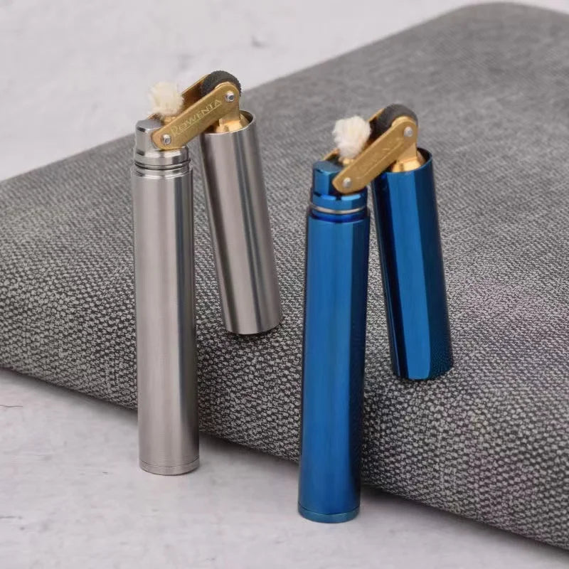 2024 New Brass Kerosene Nunchakus Lighters Windproof Mini Retro Grinding Wheel Ignition Flint Free Fire Men Smoking Toy Gift