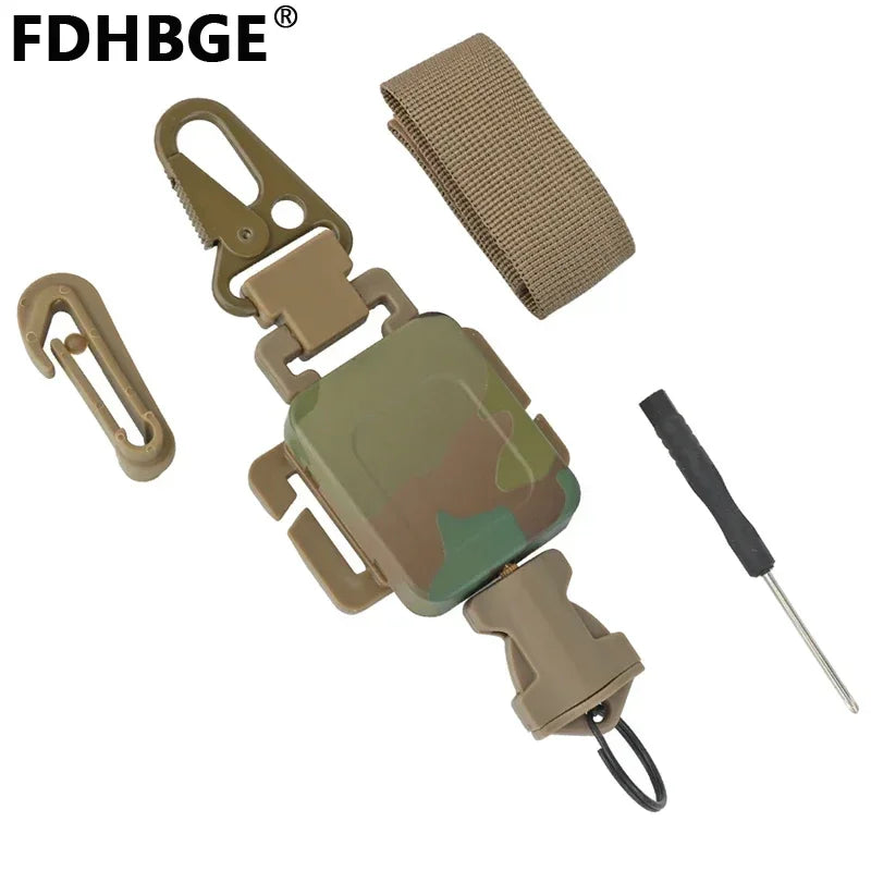 FDHBGE Camping Buckle Keychain Multi-functional Retractable Shooting Webbing Hanging MOLLE System Hiking Paintball Accessories