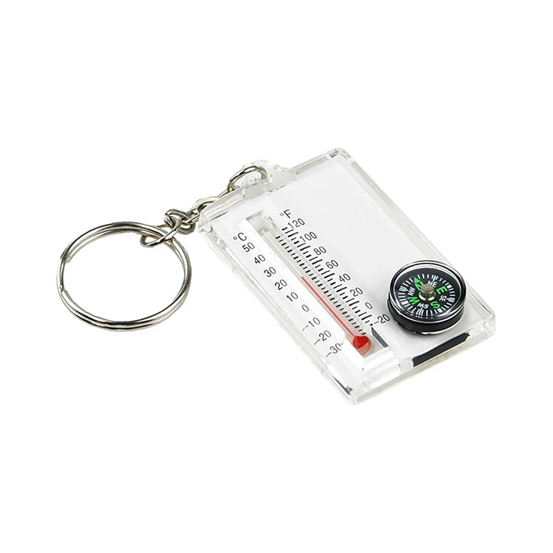 Outdoor Mountaineering Buckle Compass Pointer Mini Keychain Thermometer Compass Key Hook Camping Tools Compass Carabiners