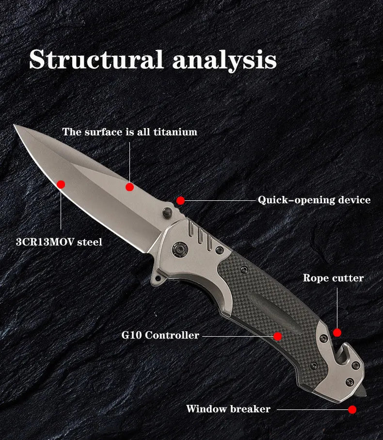 Outdoor multifunctional folding knife defense carry car survival field camping knife portable military knife fruit knife