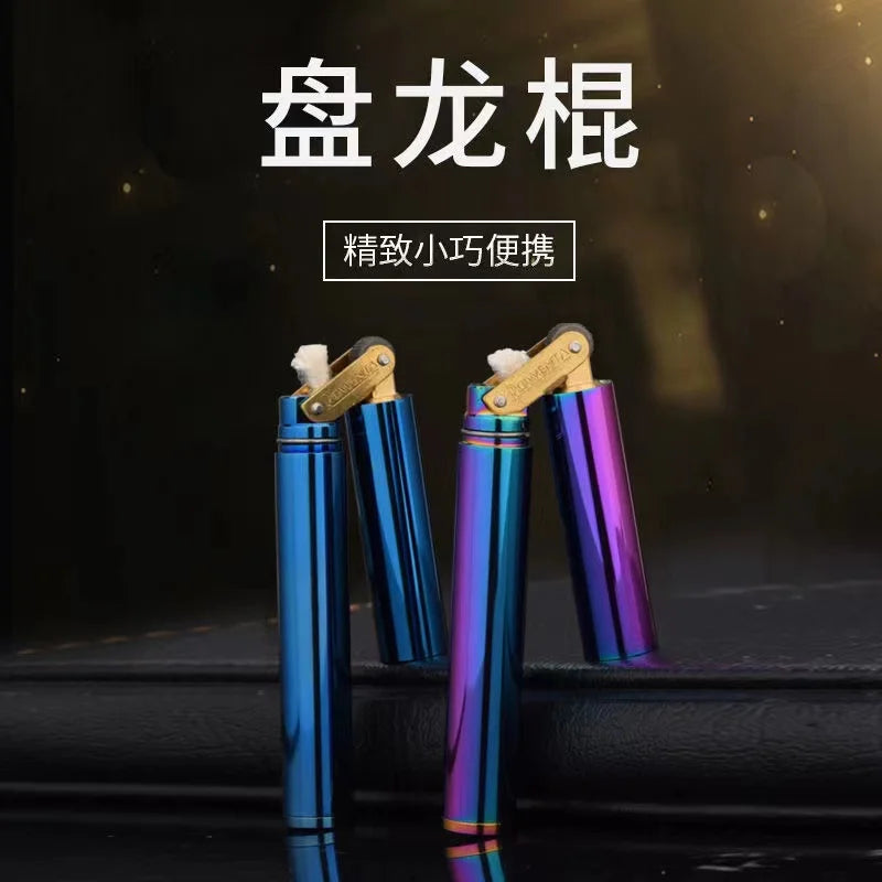 2024 New Brass Kerosene Nunchakus Lighters Windproof Mini Retro Grinding Wheel Ignition Flint Free Fire Men Smoking Toy Gift