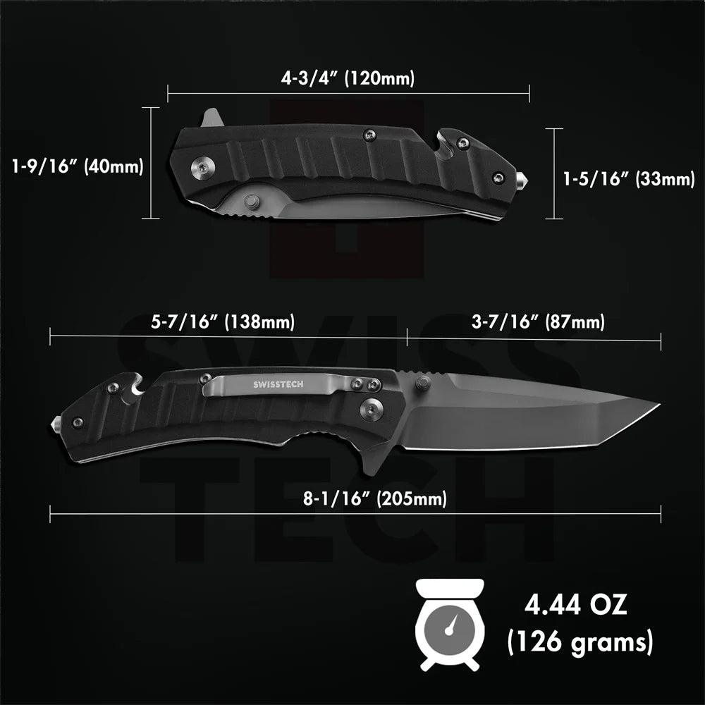 SWISS TECH Folding Pocket Knife Outdoor Survival Tactical Knife Camping Hiking Hunting Knives for Self-Defense