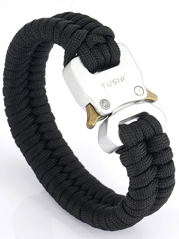 Outdoor Travel Camping Hiking 7 Core Paracord Braided Weave Plastic Buckle Paracord Survival Bracelet