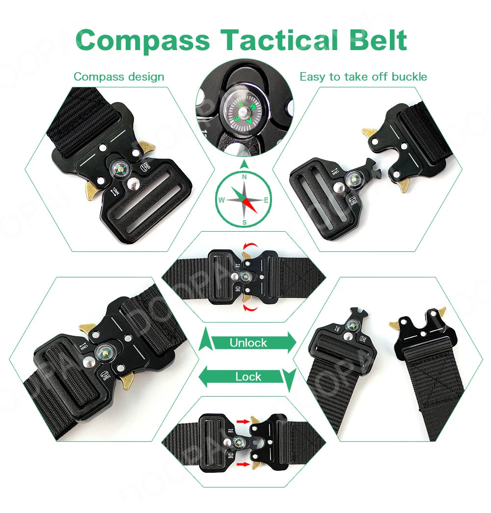 Men's Belt Army Outdoor Hunting Compass Tactical Multi Function Combat Survival Marine Corps Canvas For Nylon Male Luxury Belts