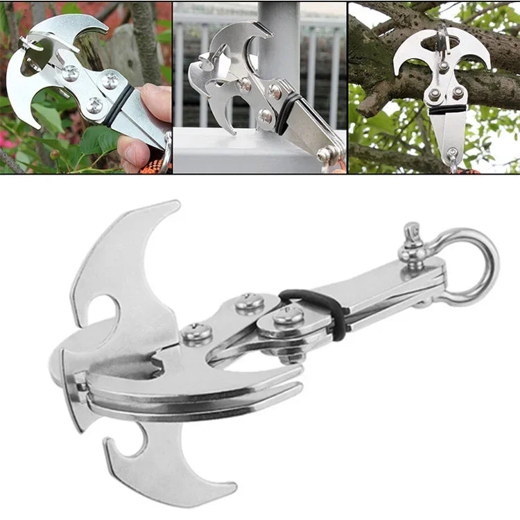 Outdoor Stainless Steel Mountaineering Hooks Folding Multifunctional Grab Hooks Survival Outdoor Climbing Camping Gear Tools