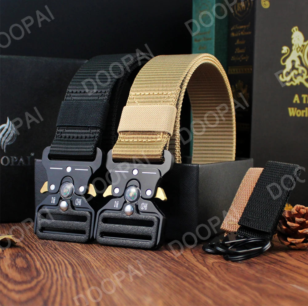 Doopai Men's Belt Army Outdoor Hunting Compass Tactical Multi Function Combat Survival Marine Corps Canvas Nylon Luxury Belts