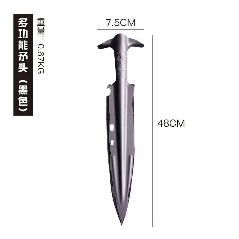 Spearhead manganese steel Zulu spear red cherry gun overlord gun outdoor multi-function tool mountain artifact open spear shovel