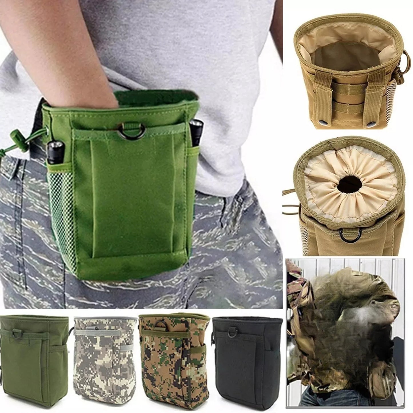 1PC  Molle Drawstring Magazine Dump Pouch Adjustable Utility Belt Fanny Hip Holster Bag Outdoor Ammo Pouch Mag Pouch