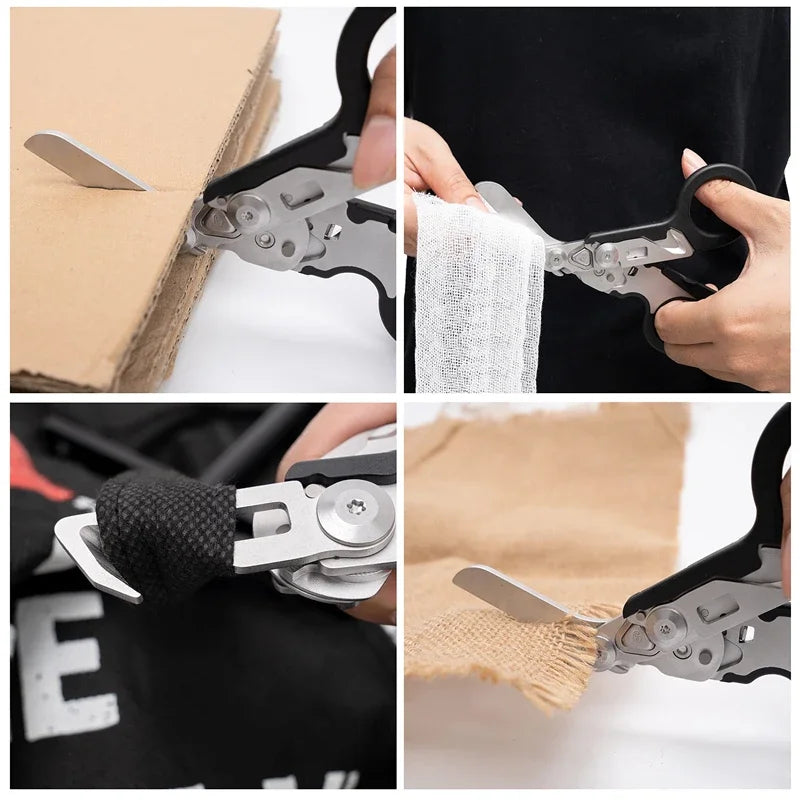 6 In1 Foldable Medical Emergency Response Scissor Shear First Aid Kit Scissors Tactical Plier Outdoor Survival EDC Tool Gear