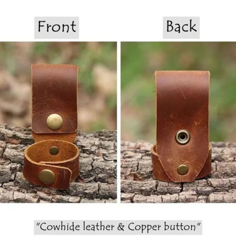 1pc Brown tactical gloves, leather keychain buckle, tactical equipment camping tool set buckle