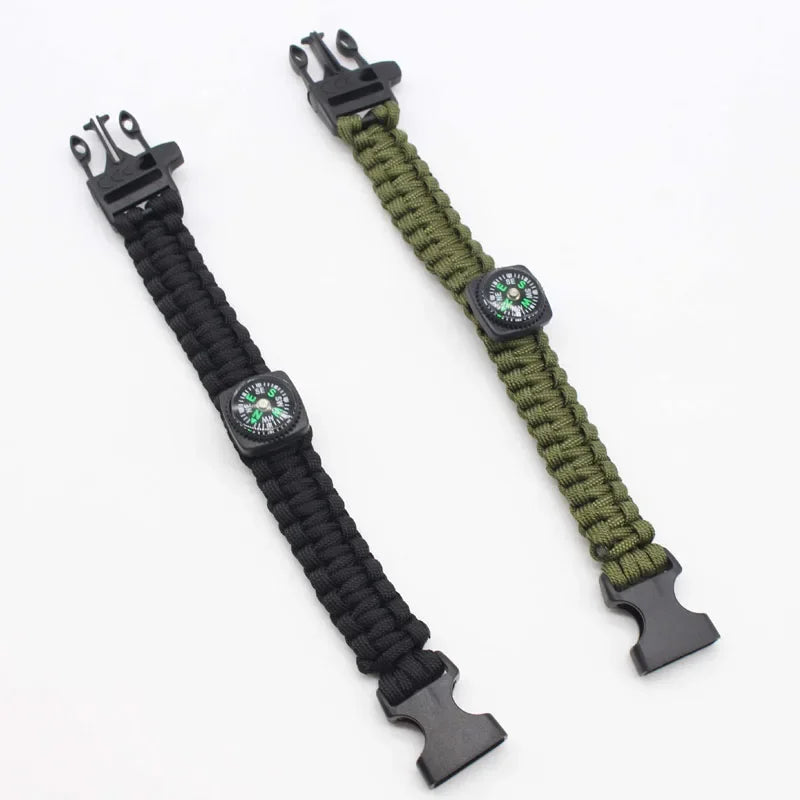 Survival Bracelet Multifunction Paracord Wristband Loud Whistle Emergency Compass Bracelet Outdoor Tools For Camping Hiking