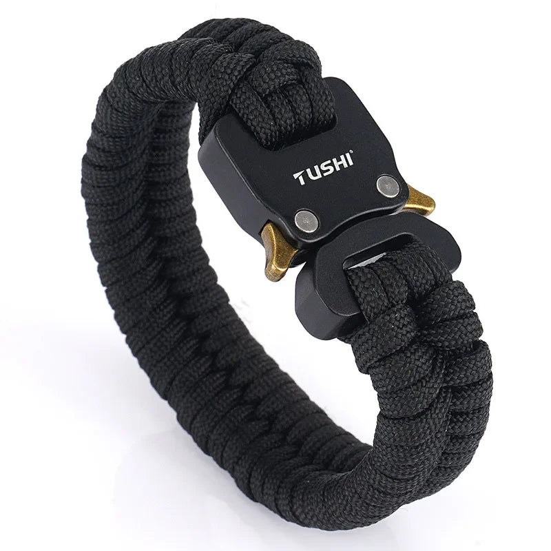 Outdoor Travel Camping Hiking 7 Core Paracord Braided Weave Plastic Buckle Paracord Survival Bracelet