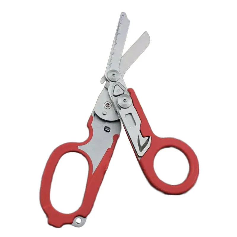 6 In1 Foldable Medical Emergency Response Scissor Shear First Aid Kit Scissors Tactical Plier Outdoor Survival EDC Tool Gear