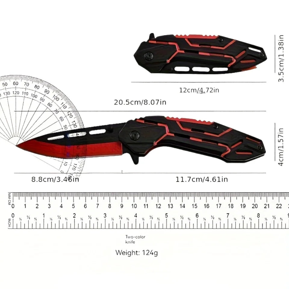 High hardness outdoor folding knife camping portable self-defense knife stainless steel dual color survival knife multifunctiona