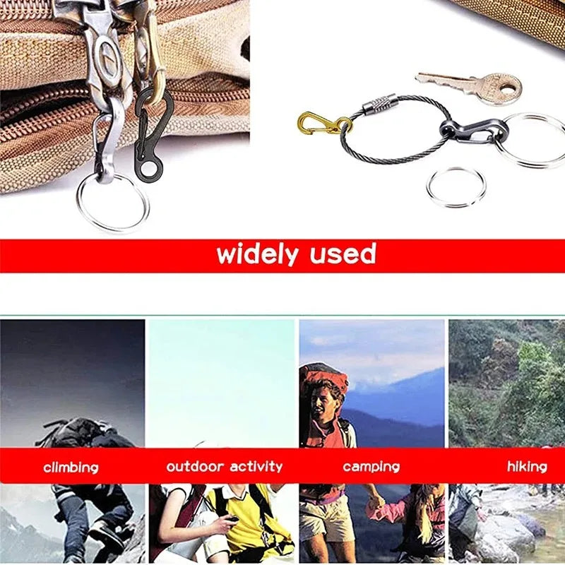 20Pcs Mini Spring Carabiners Set Outdoor EDC Rope Clasps Keychain Camping Hooks Paracord Clips Tactical Survival Buckle